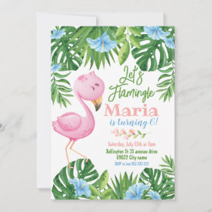 Invitación Flamingle Tropical Flamingo Nacimiento