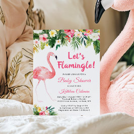 Invitación Flamingle Tropical Floral Baby Shower
