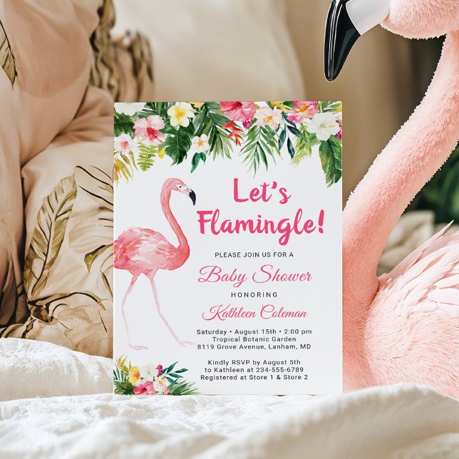 Invitación Flamingle Tropical Floral Baby Shower (Subido por el creador)