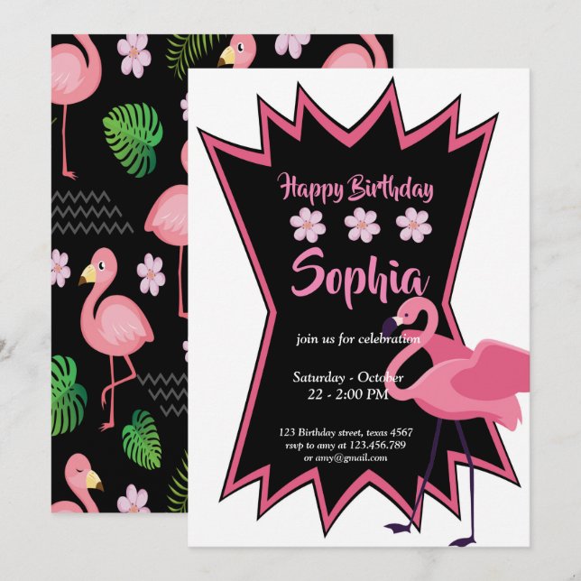 Invitación Flamingo (Anverso / Reverso)