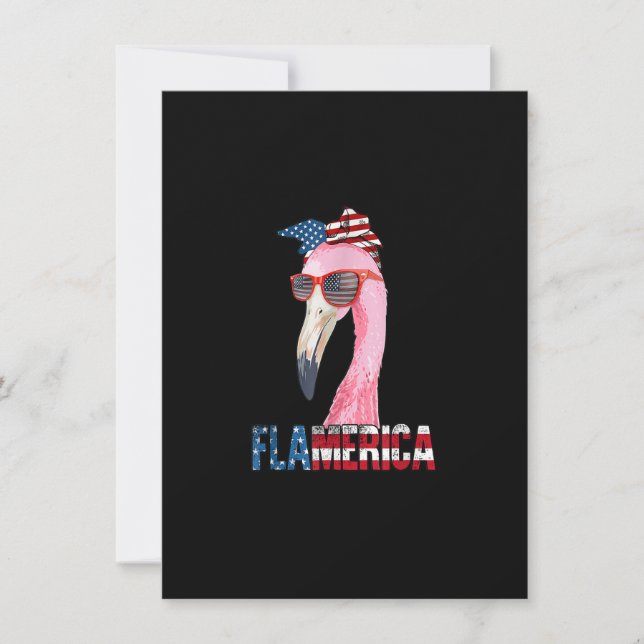 Invitación Flamingo 4 De Julio Flamerica Patriótico Americano (Anverso)