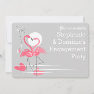 Invitación Flamingo Amor "Estás invitado" Compromiso redondo