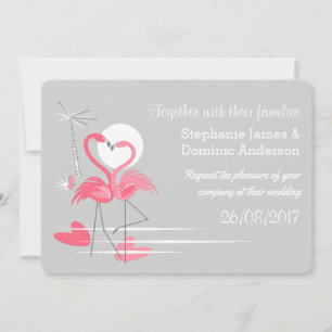 Invitación Flamingo Amor paisaje de doble cara texto
