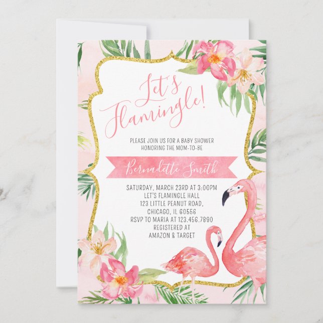 Invitación Flamingo Baby Shower (Anverso)