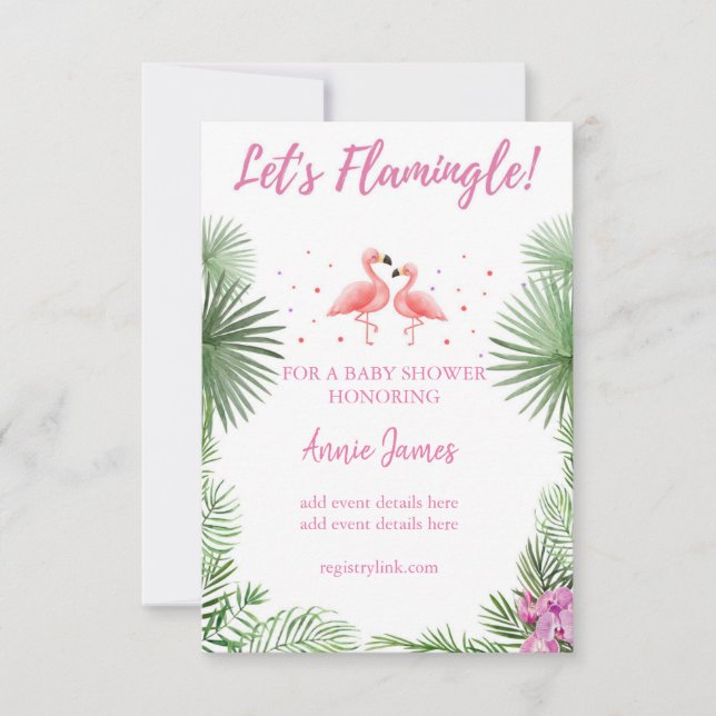 Invitación flamingo baby water (Anverso)