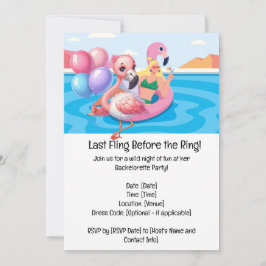 Invitación Flamingo Bachelorette Pool Fiesta