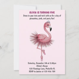 Invitación Flamingo Ballet Dancer Cumpleaños
