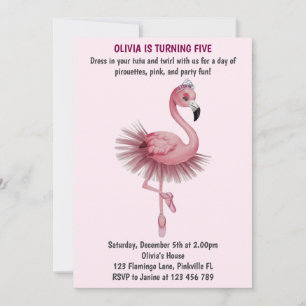 Invitación Flamingo Ballet Dancer Cumpleaños
