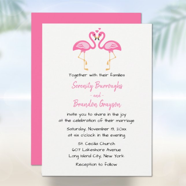 Invitación Flamingo Beach Boda Tropical Rosa Hawái (Subido por el creador)