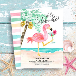 Invitación Flamingo Beach Tropical Bridal Shower