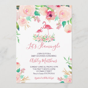 Invitación Flamingo Bebe Ducha Invitación, Flamingo Shower