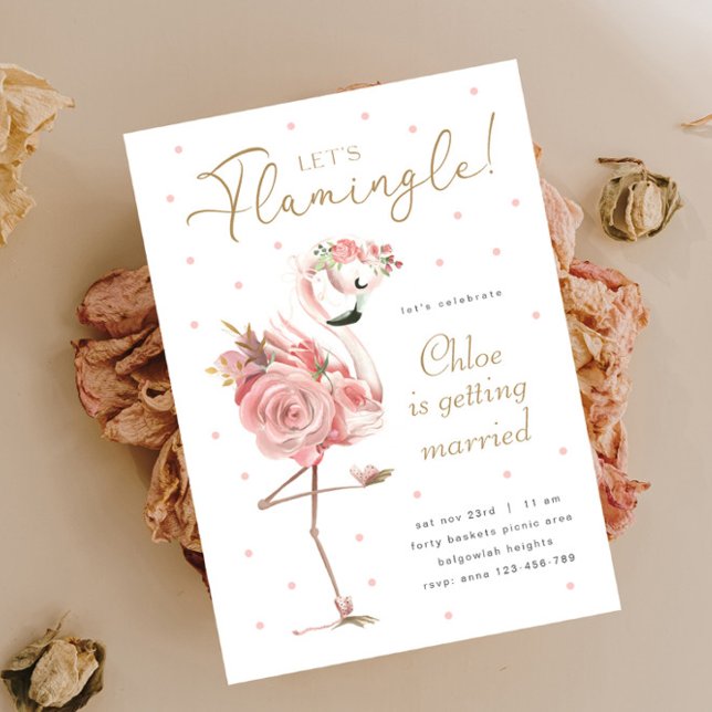 Invitación Flamingo Bridal Shower, flamenco rosa floral (Subido por el creador)