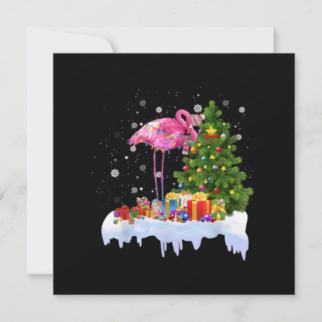 Invitación Flamingo Christmas Tree Lights (Anverso)