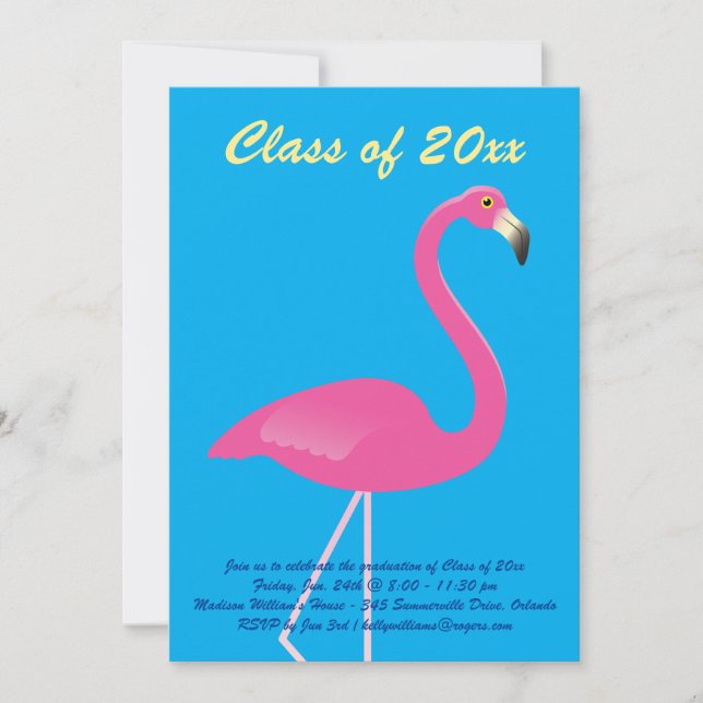 Invitación Flamingo Clase de 2019 Partido de Graduación - Azu (Anverso)