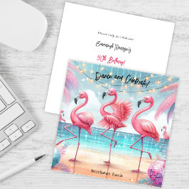 Invitación Flamingo Dance and Birthday Celebration Fiesta