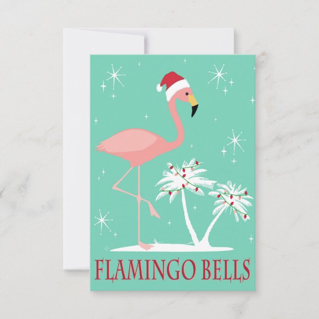 INVITACIÓN FLAMINGO DE NAVIDAD VINTAGE MODERNO (Anverso)