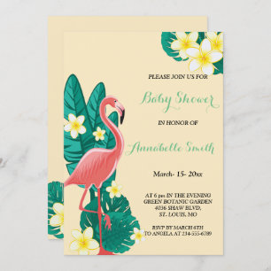 Invitación Flamingo Ducha de bebé tropical
