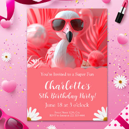 Invitación Flamingo Fiesta Cumpleaños para los niños