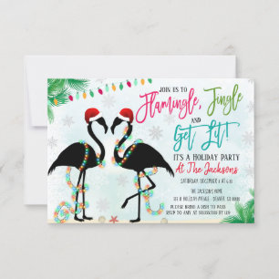 Invitación Flamingo Flamingle y Jingle Fiesta