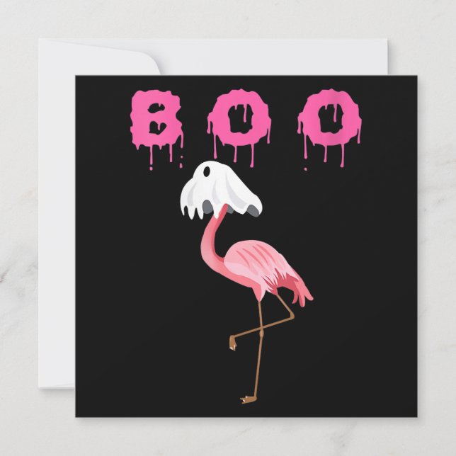 Invitación Flamingo | Flamingo Boo Fantasma Halloween para Mu (Anverso)