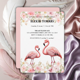 Invitación Flamingo Flamingo Elegante Floral Rosa