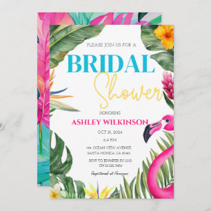 Invitación Flamingo Flamingo Floral Beach Bridal Shower