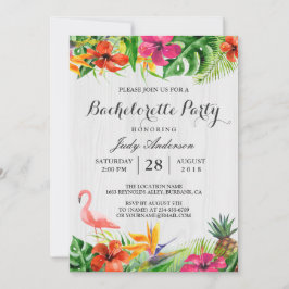 Invitación Flamingo floral tropical Luau Bachelorette