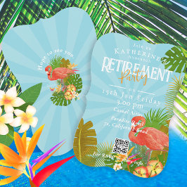 Invitación Flamingo Florida Tropical Blue Retirement