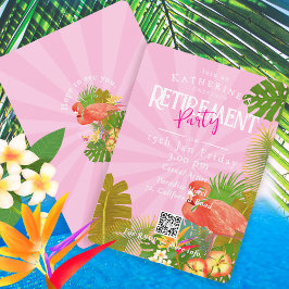 Invitación Flamingo Florida Tropical Pink Retirement