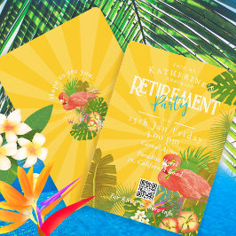 Invitación Flamingo Florida Tropical Yellow Retirement