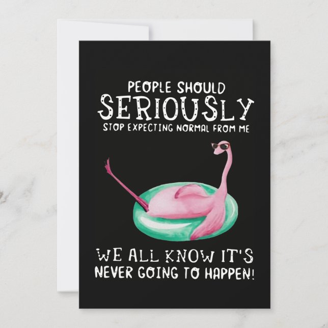 Invitación Flamingo Gift | La Gente Debería Flamingo Seriamen (Anverso)