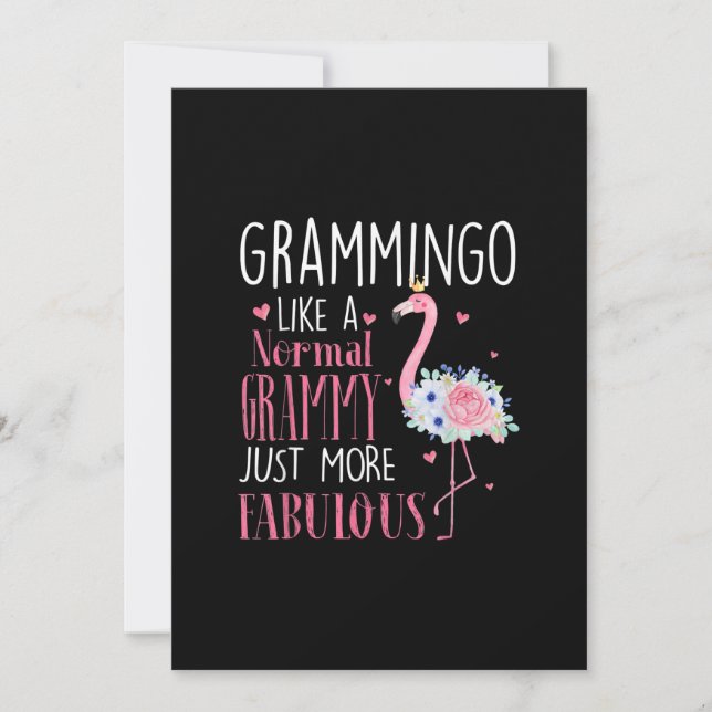 Invitación Flamingo Grammingo Como Un Regalo Grammy Normal Gr (Anverso)