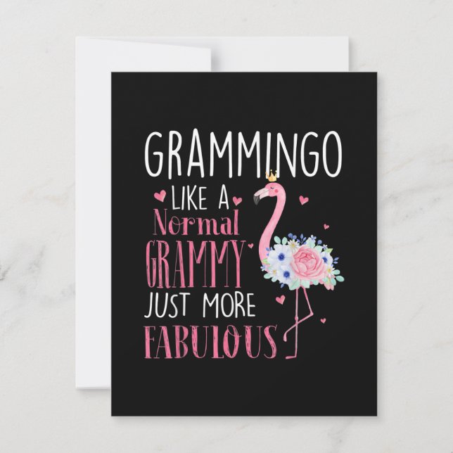 Invitación Flamingo Grammingo Como Un Regalo Grammy Normal Gr (Anverso)