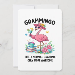 Invitación Flamingo Grammingo Como una Abuela Normal Solo Más