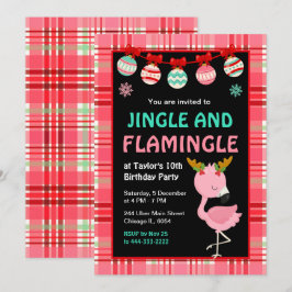 Invitación Flamingo Holiday Birthday Party