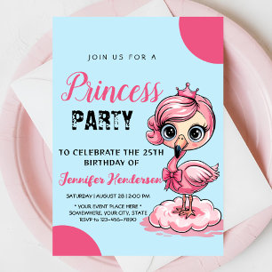 Invitación Flamingo lindo con cumpleaños de la corona