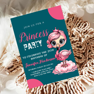 Invitación Flamingo lindo con cumpleaños de la corona