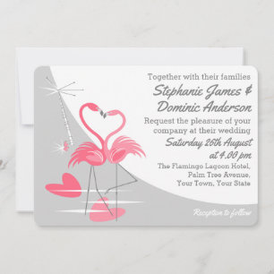 Invitación Flamingo Love Large Moon boda