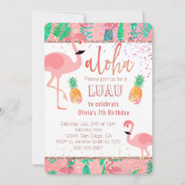 Invitación flamingo luau fiesta