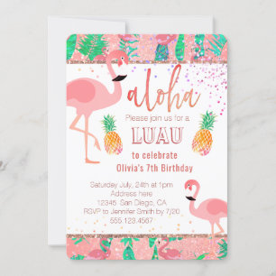 Invitación flamingo luau fiesta