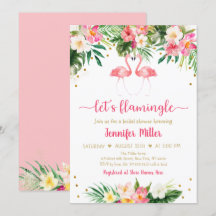 Flamingo Oro Rosa Tropical Floral Ducha De Novias