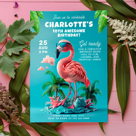 Invitación Flamingo Paraíso de celebración tropical