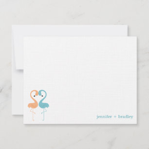 Invitación Flamingo Pareja Personalizado Flat Gracias Notas