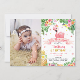 Invitación Flamingo Pineapple Birday Party Photo