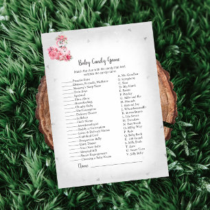 Invitación Flamingo Plata Ballerina Baby Candy Shower Game