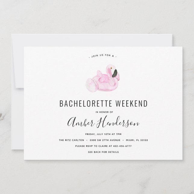 Invitación Flamingo Pool Float Bachelorette Itinerary (Anverso)