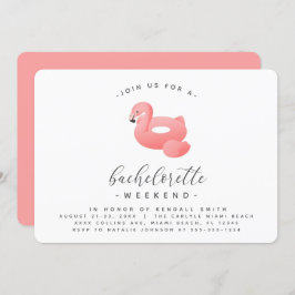 Invitación Flamingo Pool Float Minimal Bachelorette Weekend