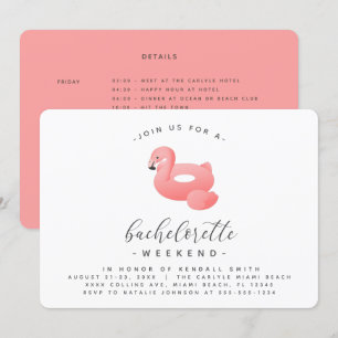 Invitación Flamingo Pool Float Minimal Bachelorette Weekend