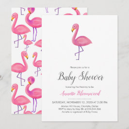 Invitación Flamingo rosa Baby Shower moderno