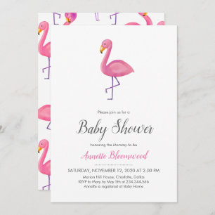 Invitación Flamingo rosa Baby Shower moderno